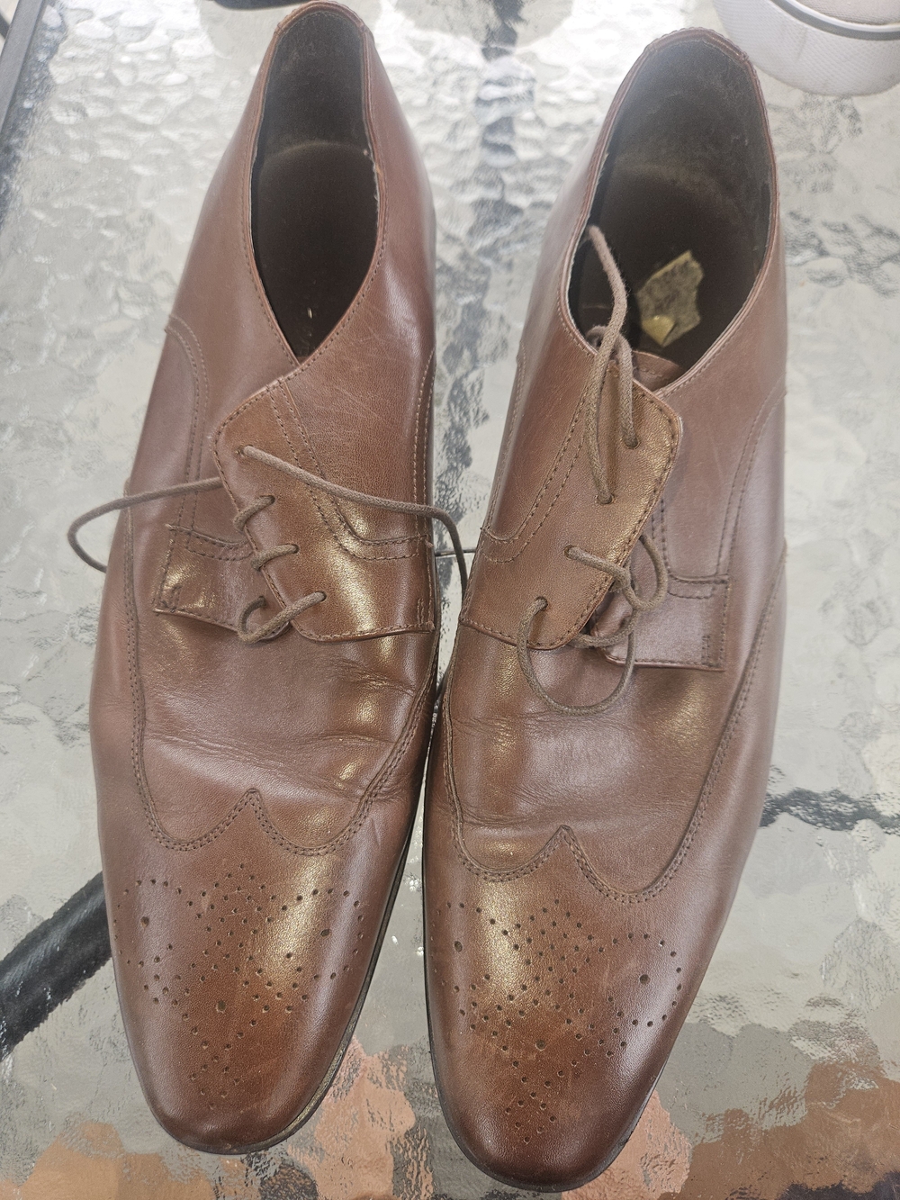 Saks Fifth Avenue Brown Leather Wingtip Derbys